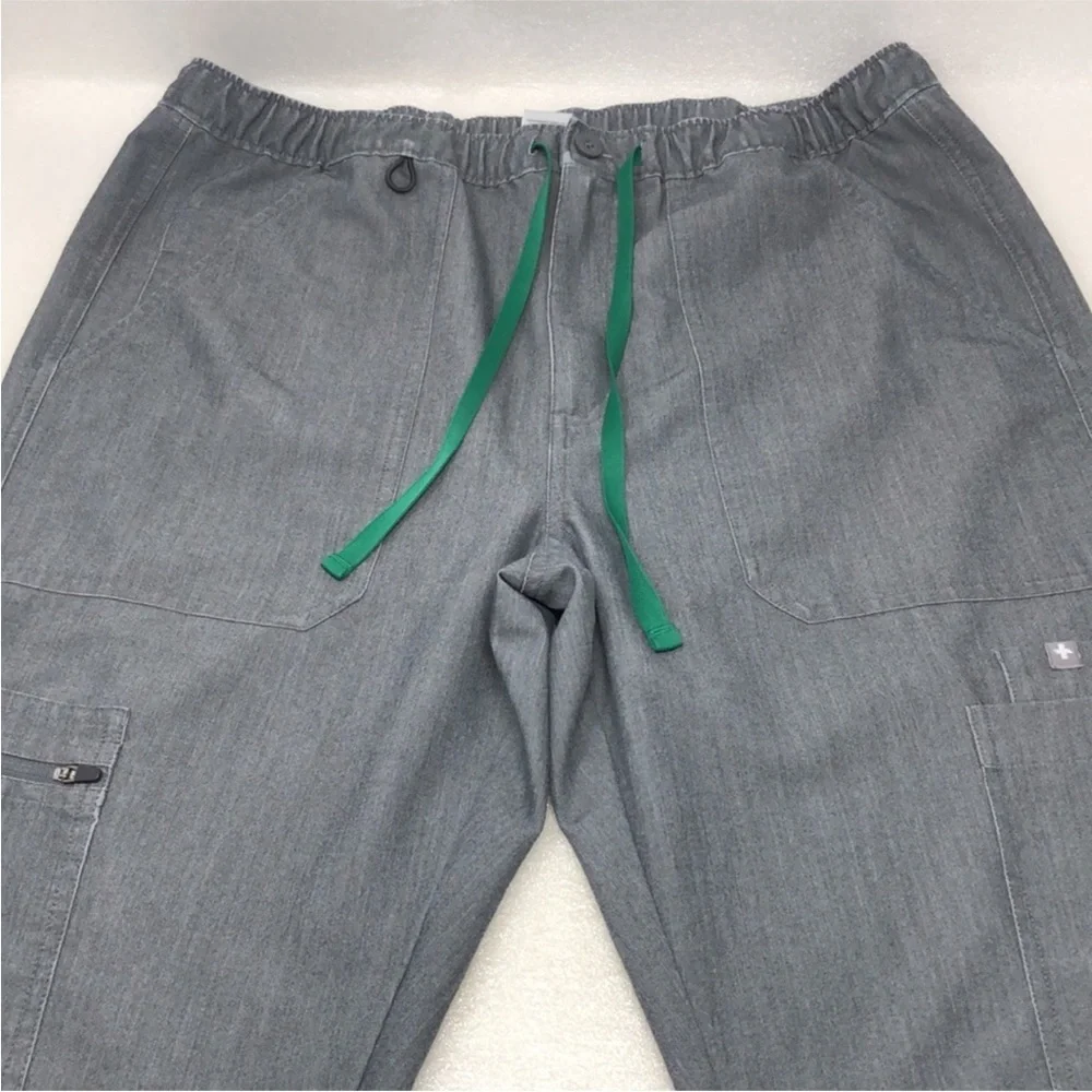 Figs Scrub Pants Gray Technical Collection Cargo Green Drawstring Men’s Size M